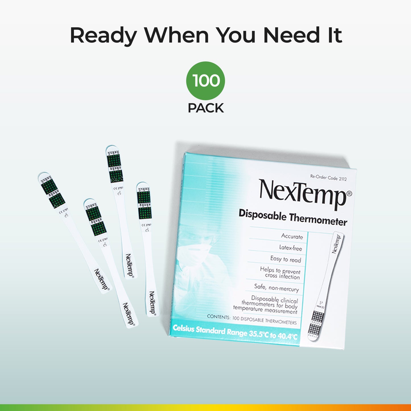 NexTemp disposable thermometer 100-pack Celsius with single-use strips