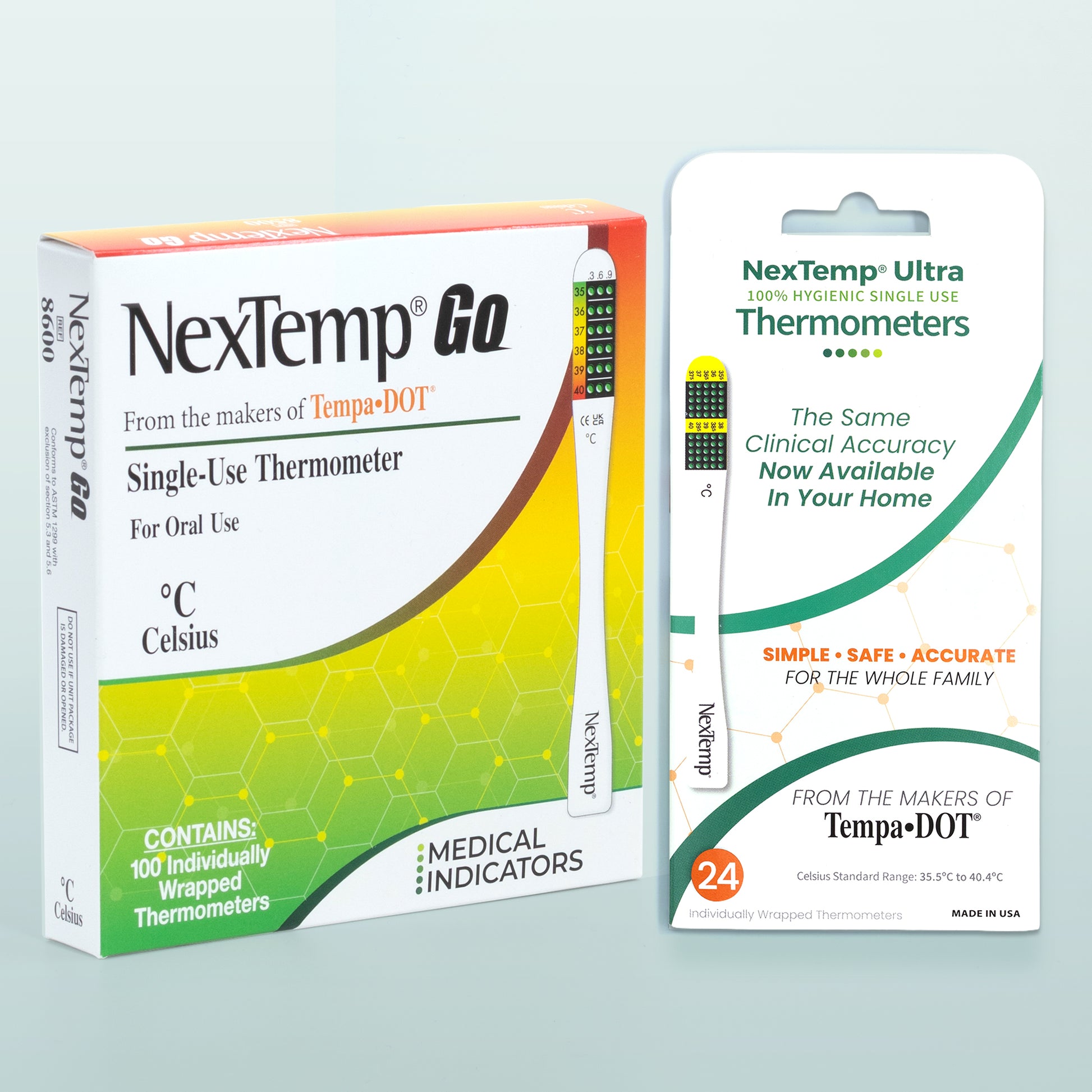 Elder Care Bundle with NexTemp Go and NexTemp Ultra Disposable Thermometers in Celsius