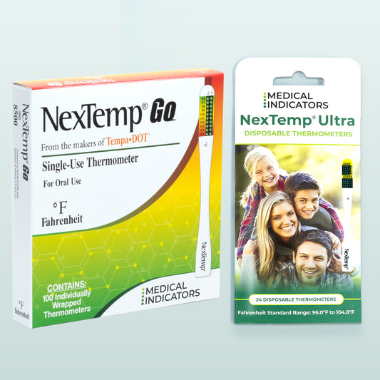 Elder Care Bundle with NexTemp Go and NexTemp Ultra Disposable Thermometers in Fahrenheit