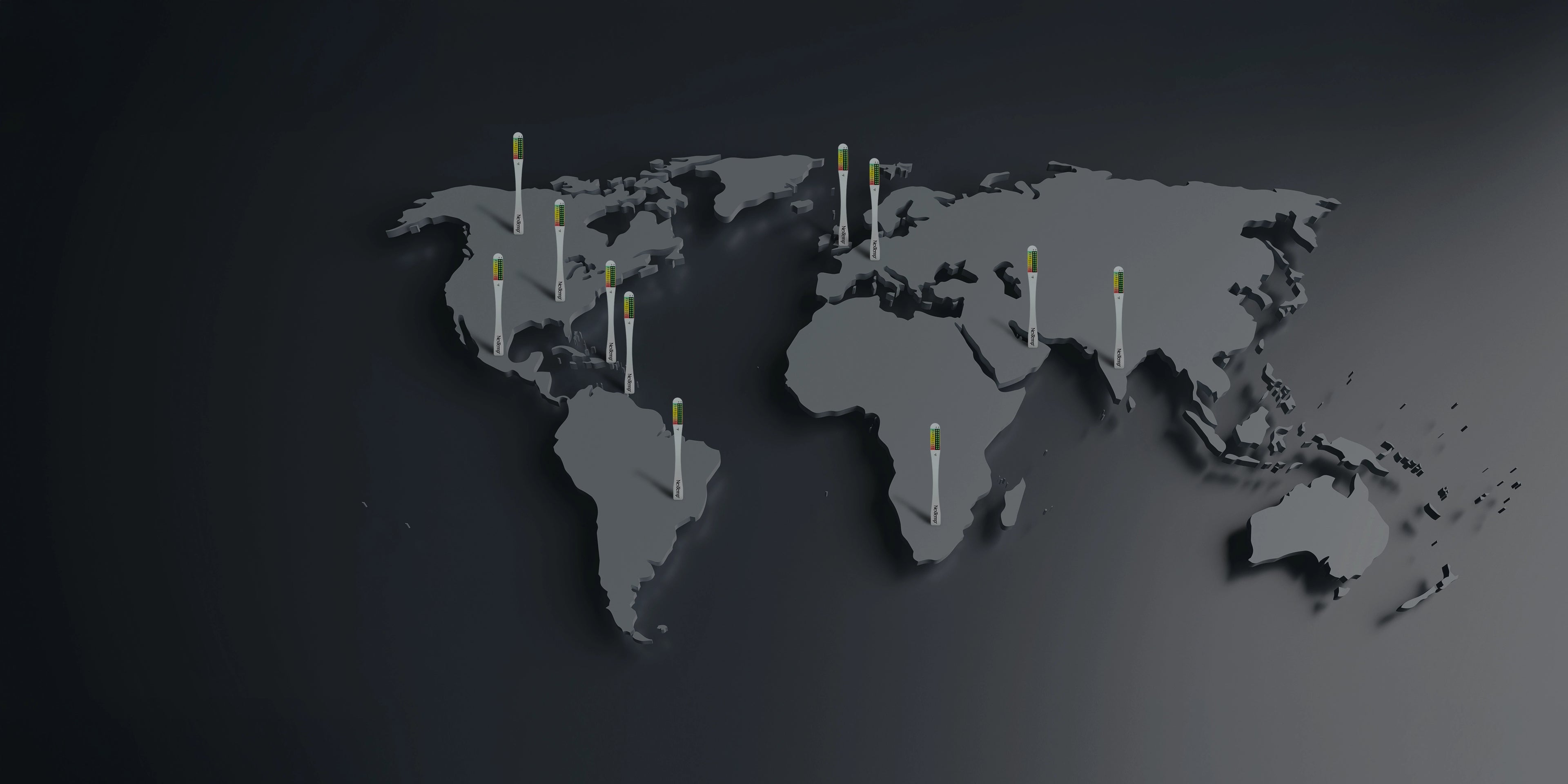 Global Map Showing Worldwide Use of NexTemp Disposable Thermometers