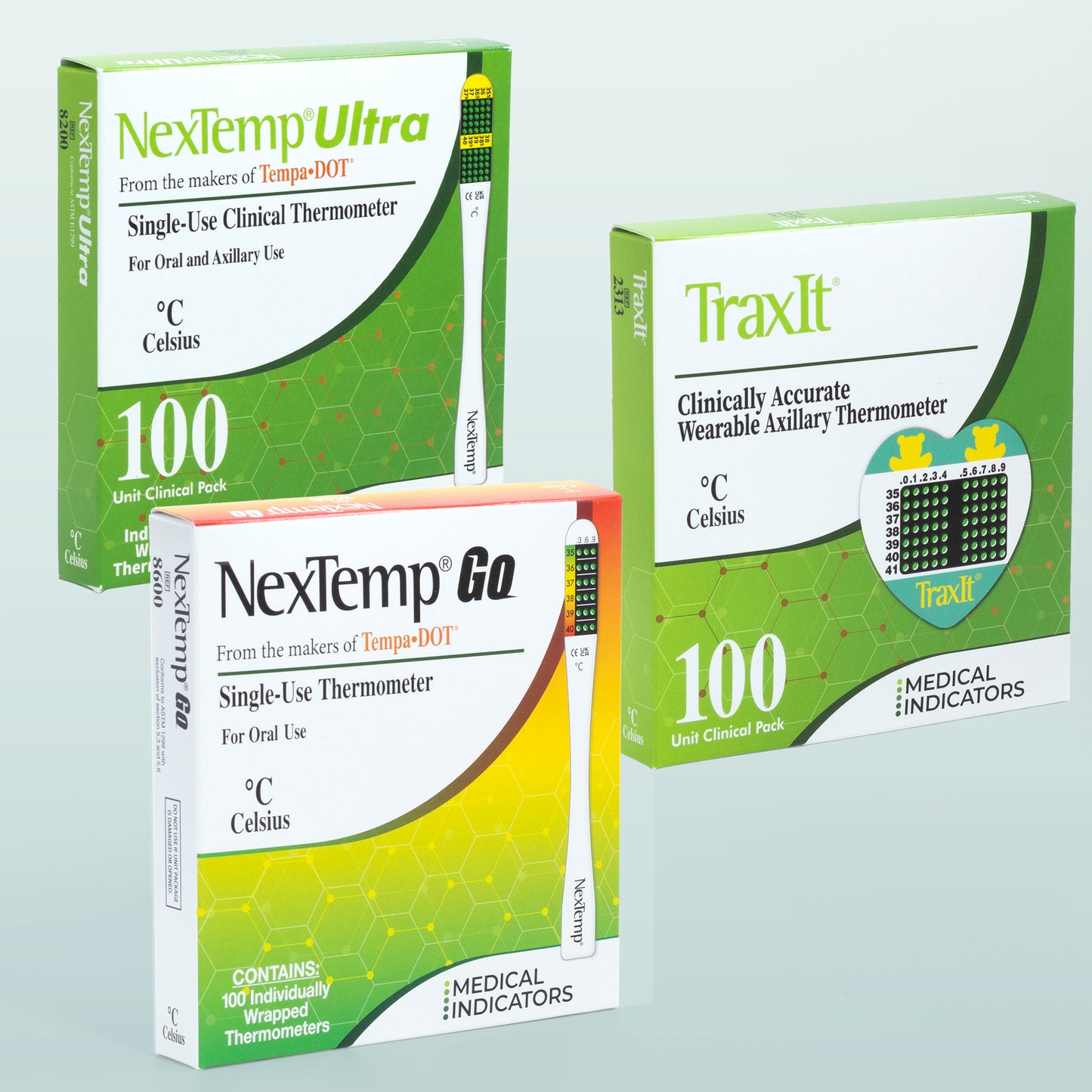 Large Groups and Community Health Kit with NexTemp Ultra, NexTemp Go, and TraxIt thermometers in Celsius