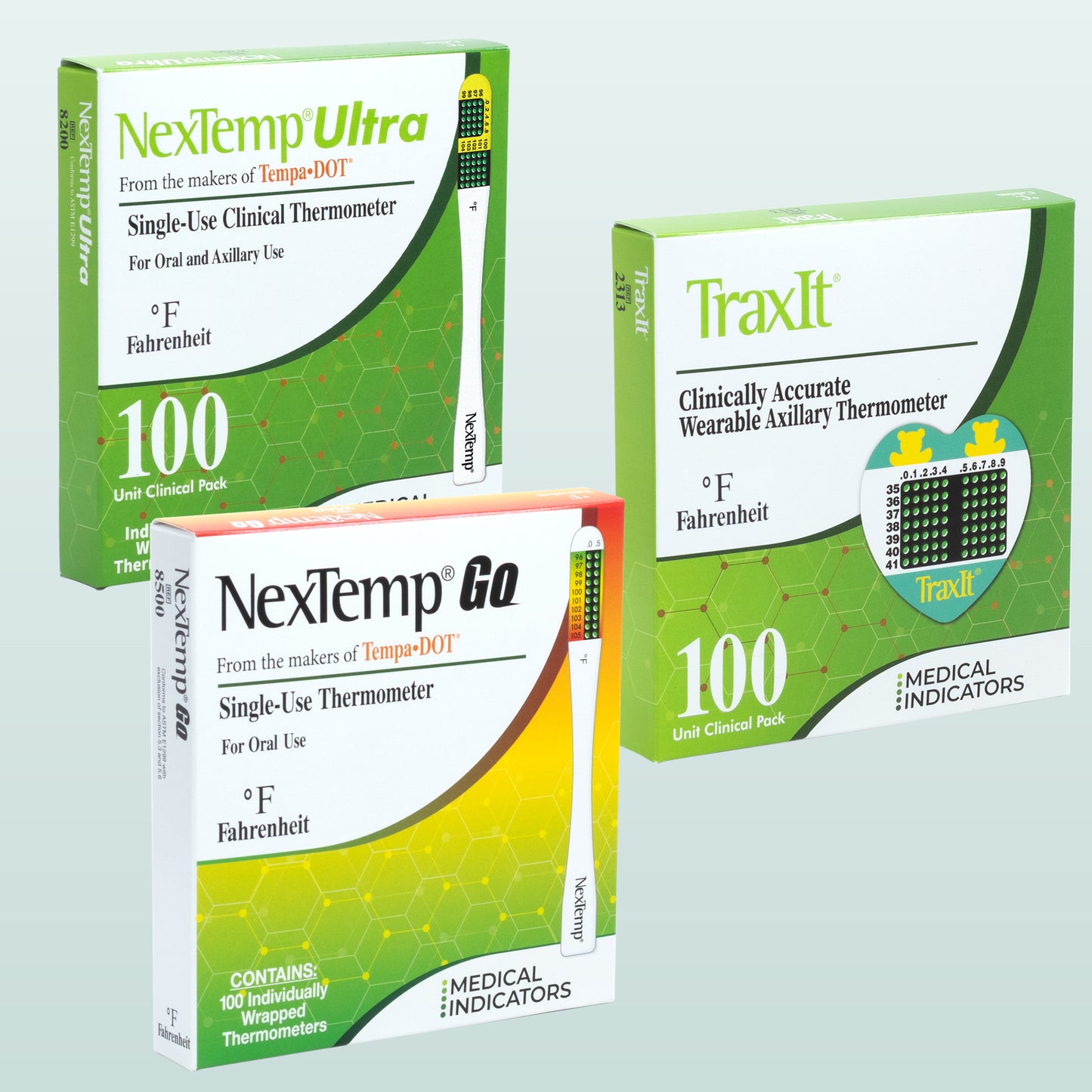 Large Groups and Community Health Kit with NexTemp Ultra, NexTemp Go, and TraxIt thermometers in Fahrenheit