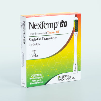NexTemp Go single-use thermometer 100-pack Celsius box