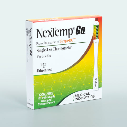 NexTemp Go single-use thermometer 100-pack Fahrenheit box