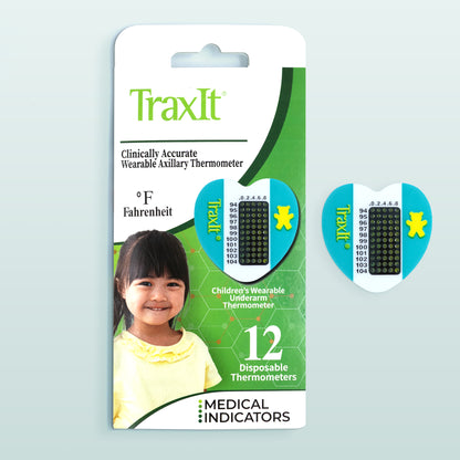 TraxIt Children’s Wearable Underarm Thermometer 12 Pack Fahrenheit