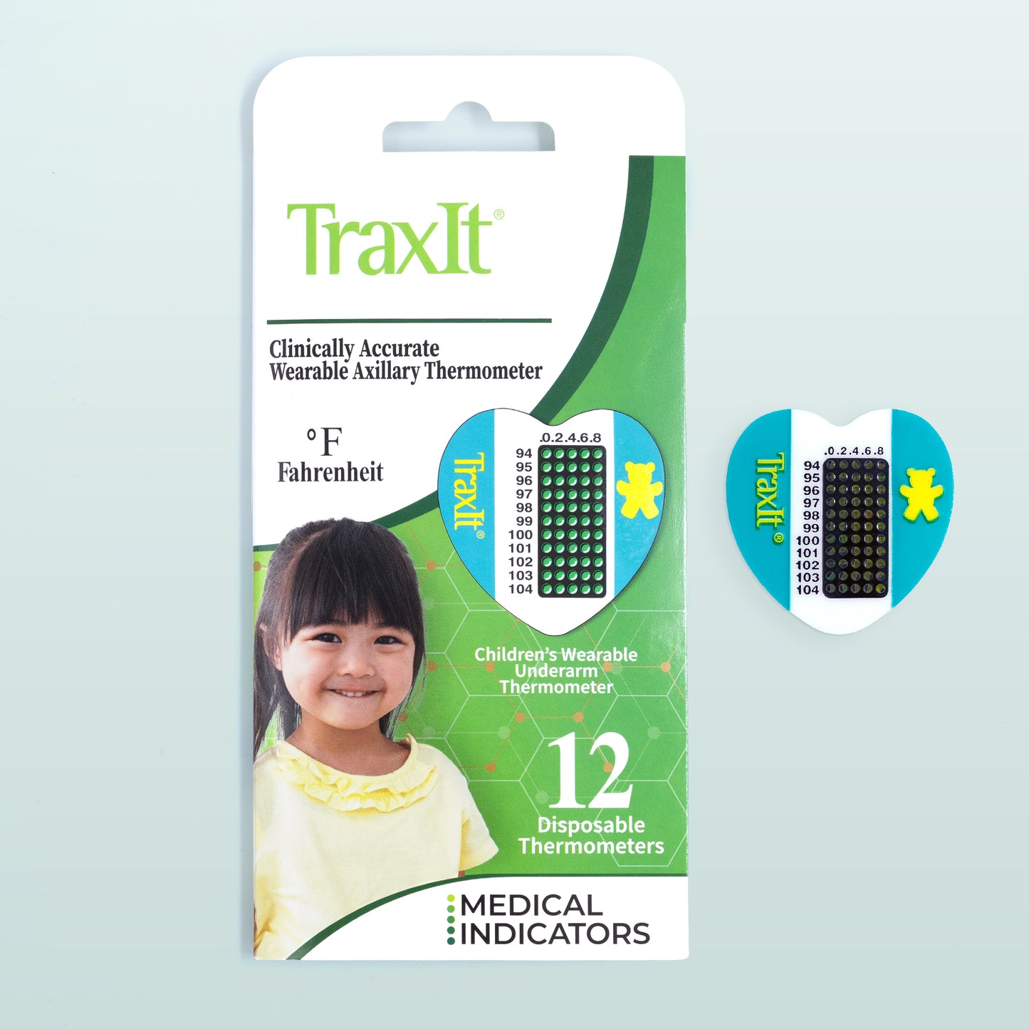 TraxIt Children’s Wearable Underarm Thermometer 12 Pack Fahrenheit