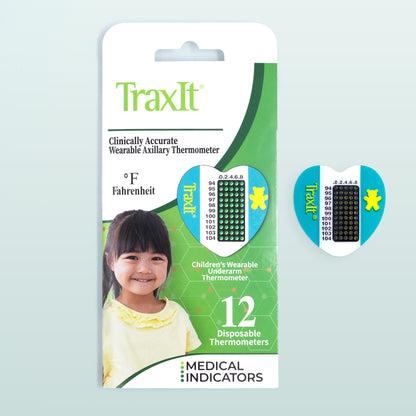 TraxIt Children’s Wearable Underarm Thermometer 12 Pack Fahrenheit